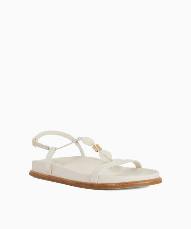 Lottee White - Flat Cross Cover Ankle Strap Sandals