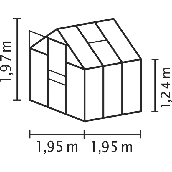 Gewächshaus » 3800/4 ET«, 3,8 m², Kunststoff/Aluminium, winterfest