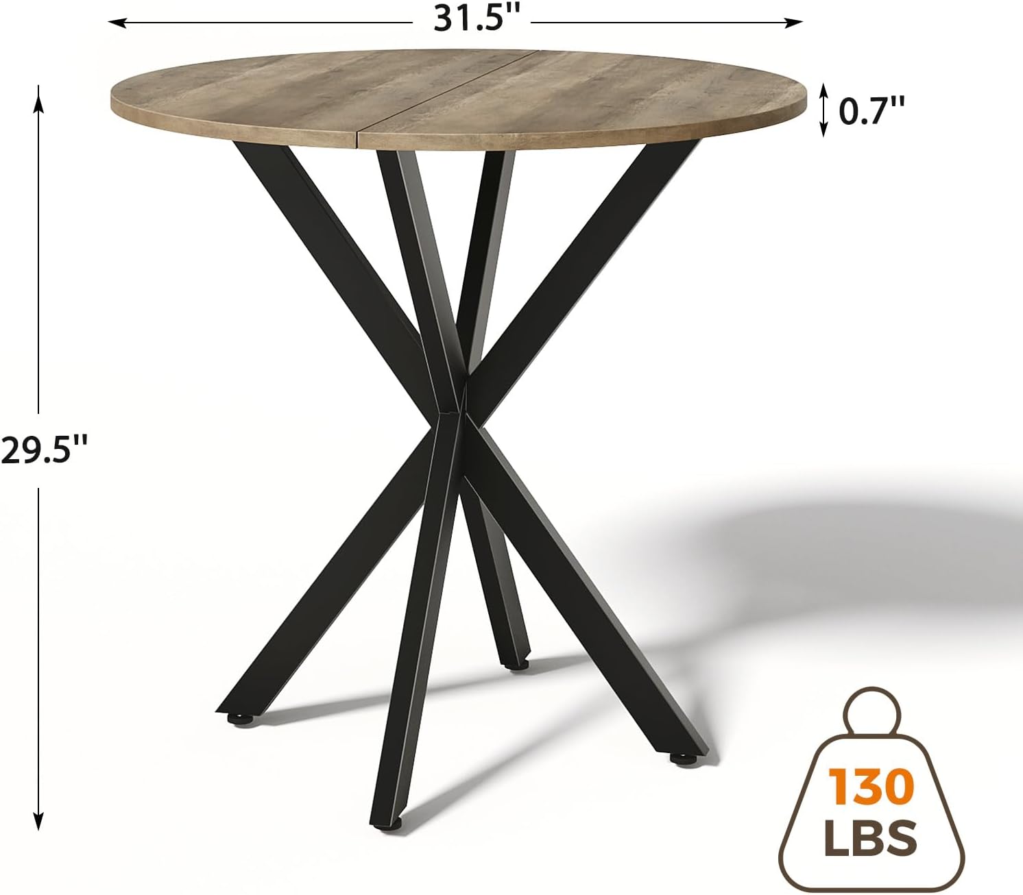 Unovivy 31.5 Small Round Dining Table for 2-4, Space Saving Circle Kitchen Dinner Table, Industrial Mid Century Modern Dining Room Desk for Kitchen, Apartment, Natural Oak