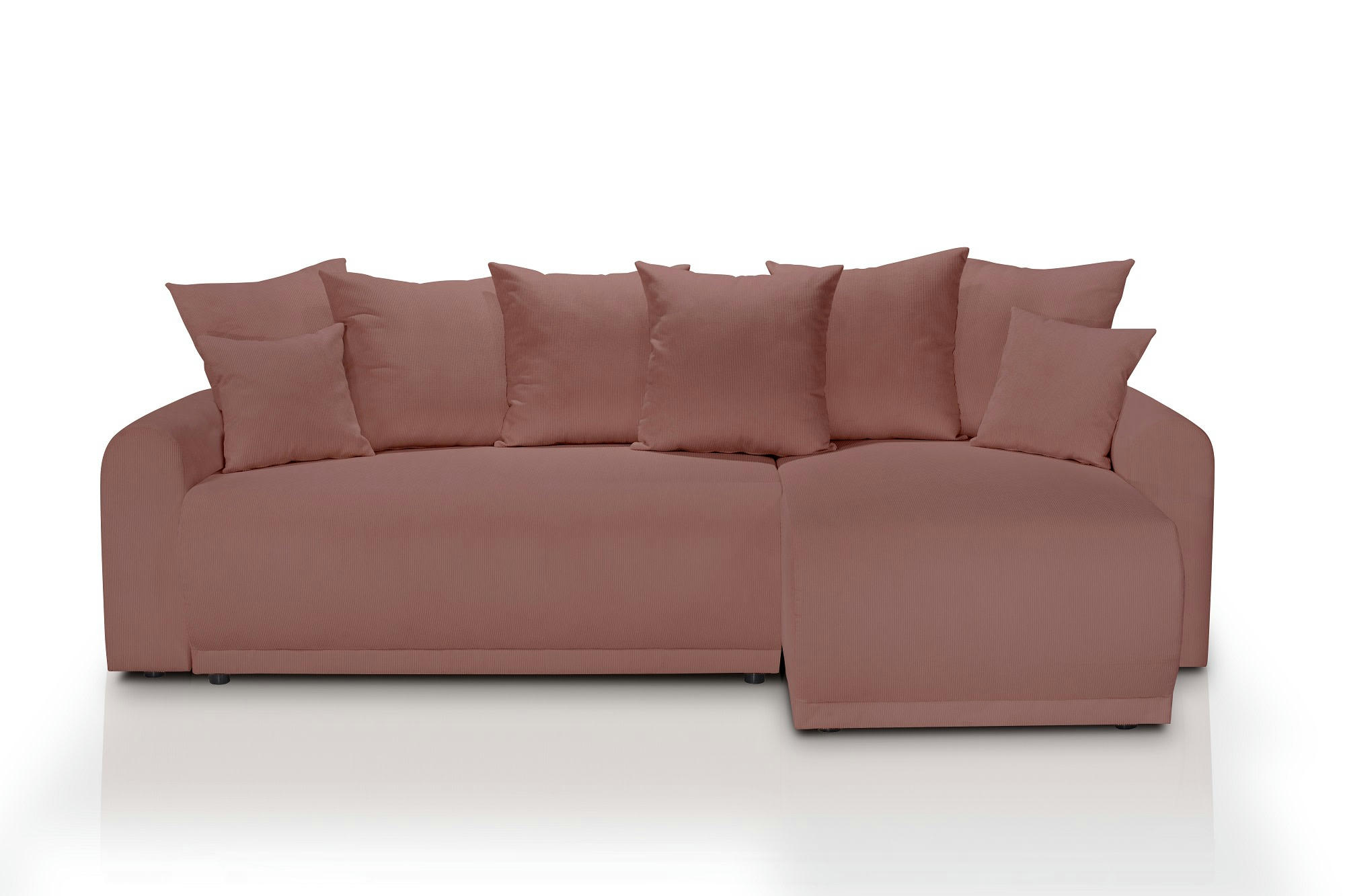 ANGE - Canapé angle convertible 3 places  en velours côtelé terracotta