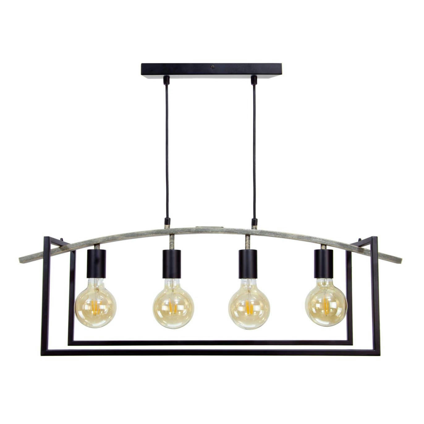 WITTEN - Suspension en métal gris anthracite et peinture effet bois
