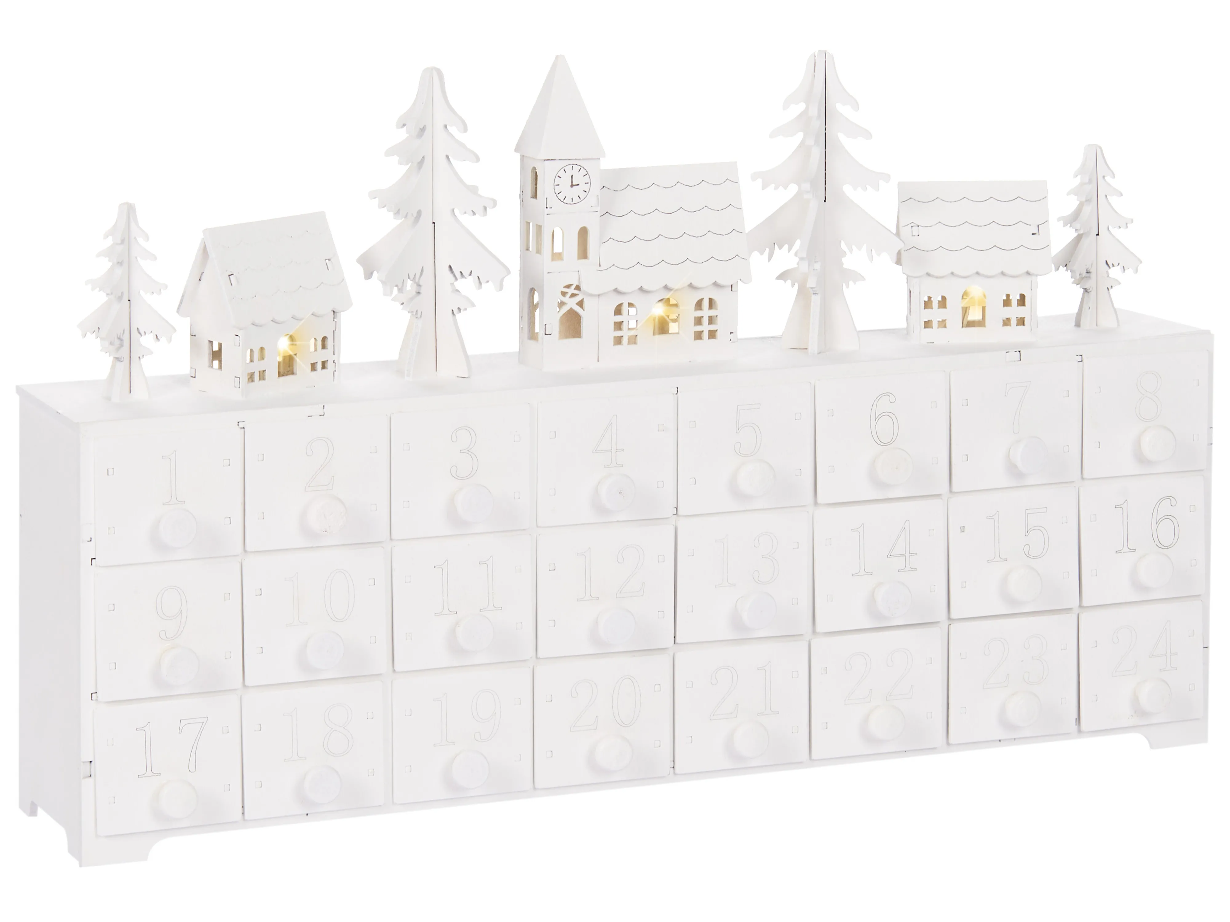 Christmas Decoration LED MUONIO Advent Calendar 24 cm White