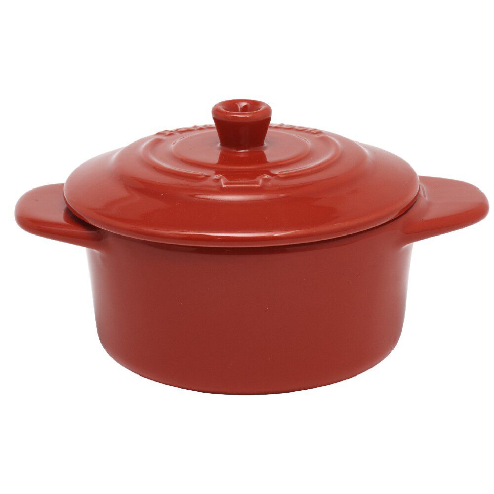 Mini cocotte céramique avec couvercle Ø9.5XH7 cm rouge
