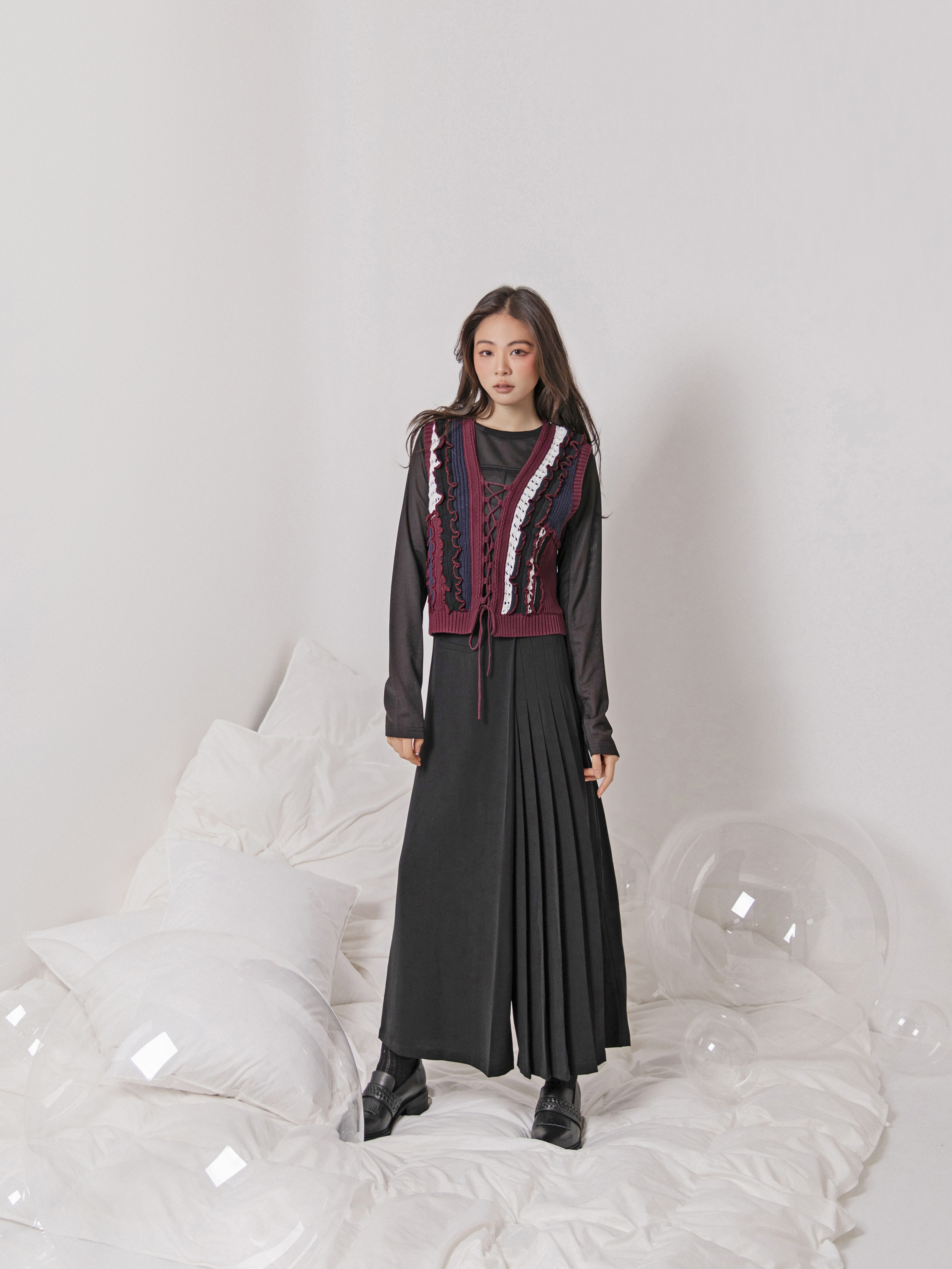 Lace-up Knitted Vest - 26SDJ062UL