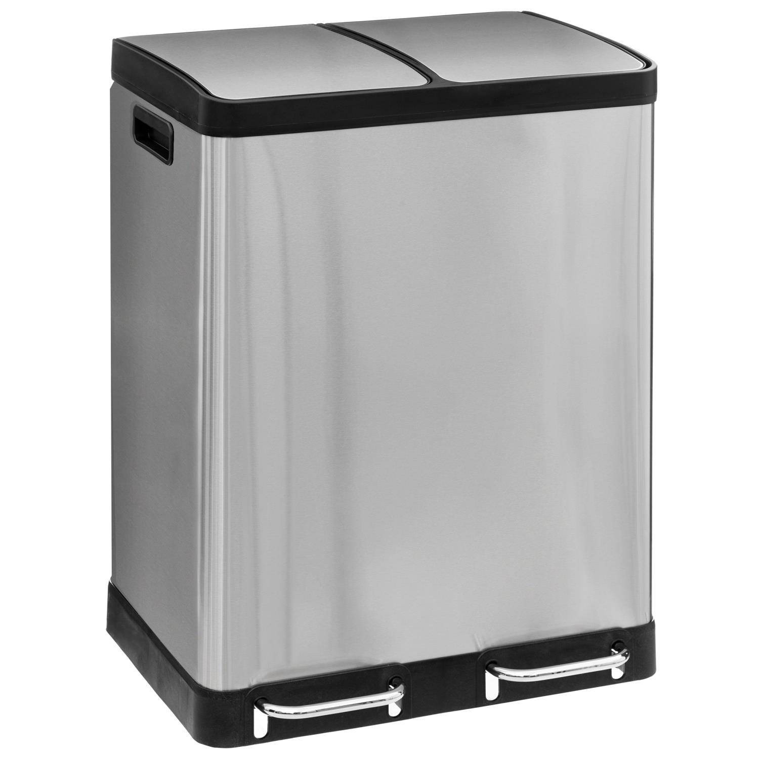 Kosz na śmieci dwukomorowy, stal nierdzewna, 2 x 30 l