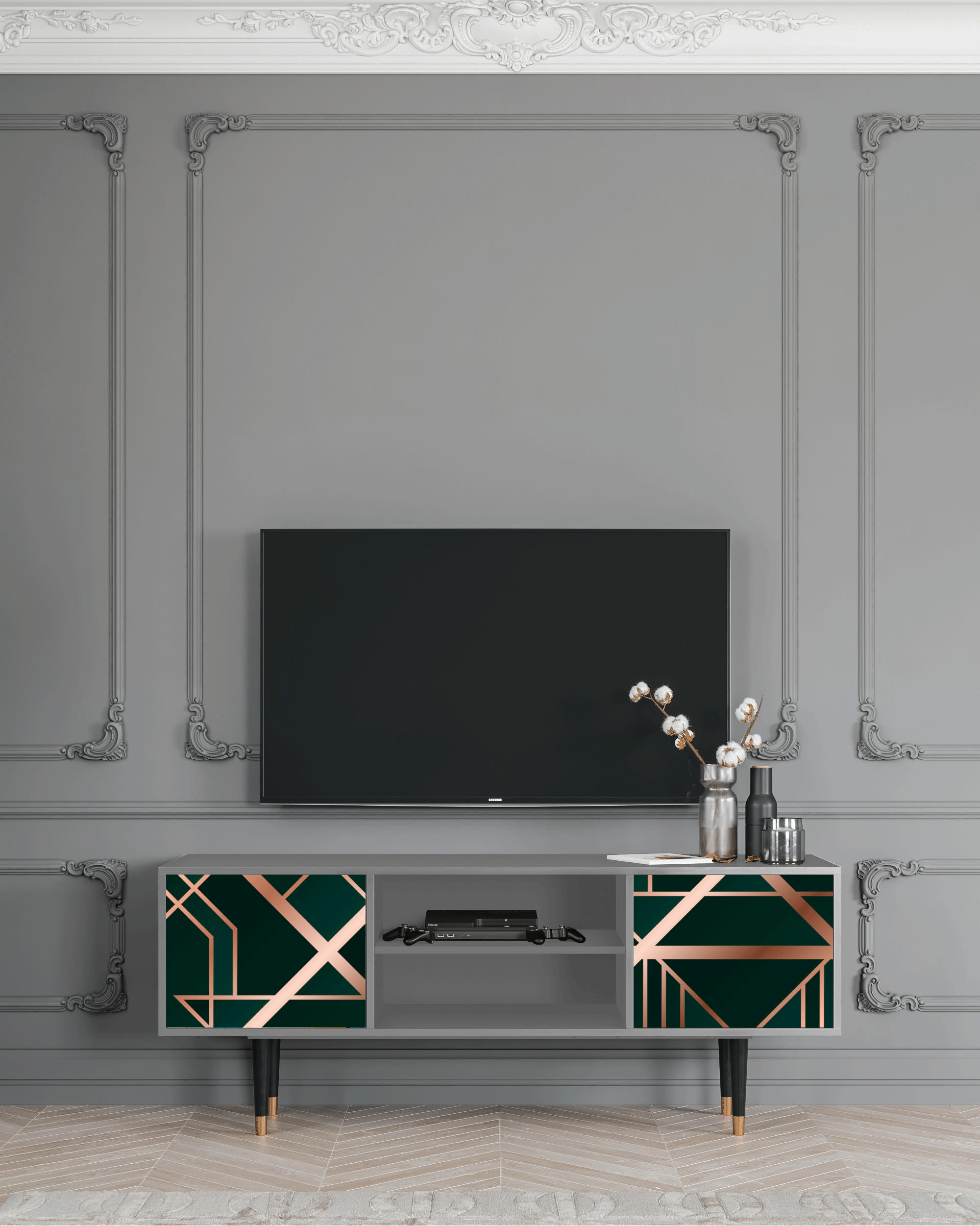 EMERALD GATSBY - Meuble TV  vert 2 portes L 170 cm