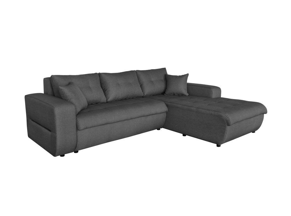 SUZIE - Canapé d'angle droit convertible en tissu gris foncé