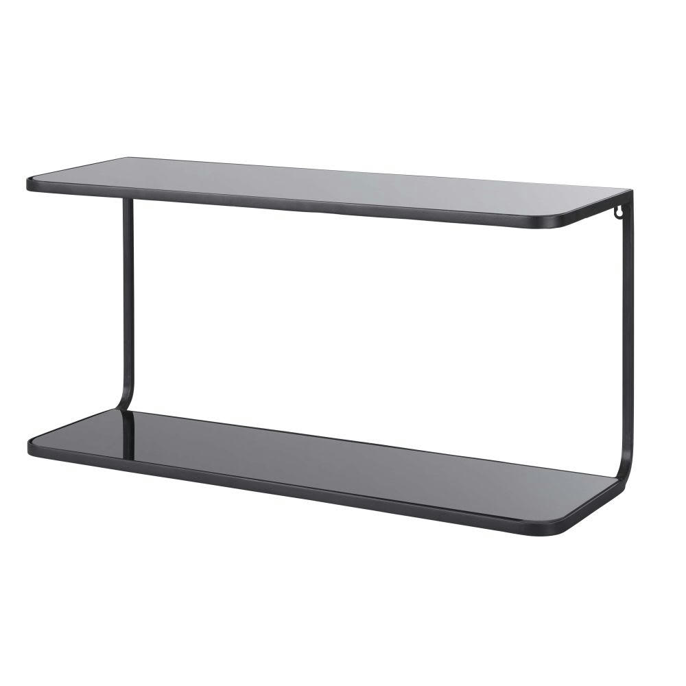- Etagère en verre et en métal noir mat