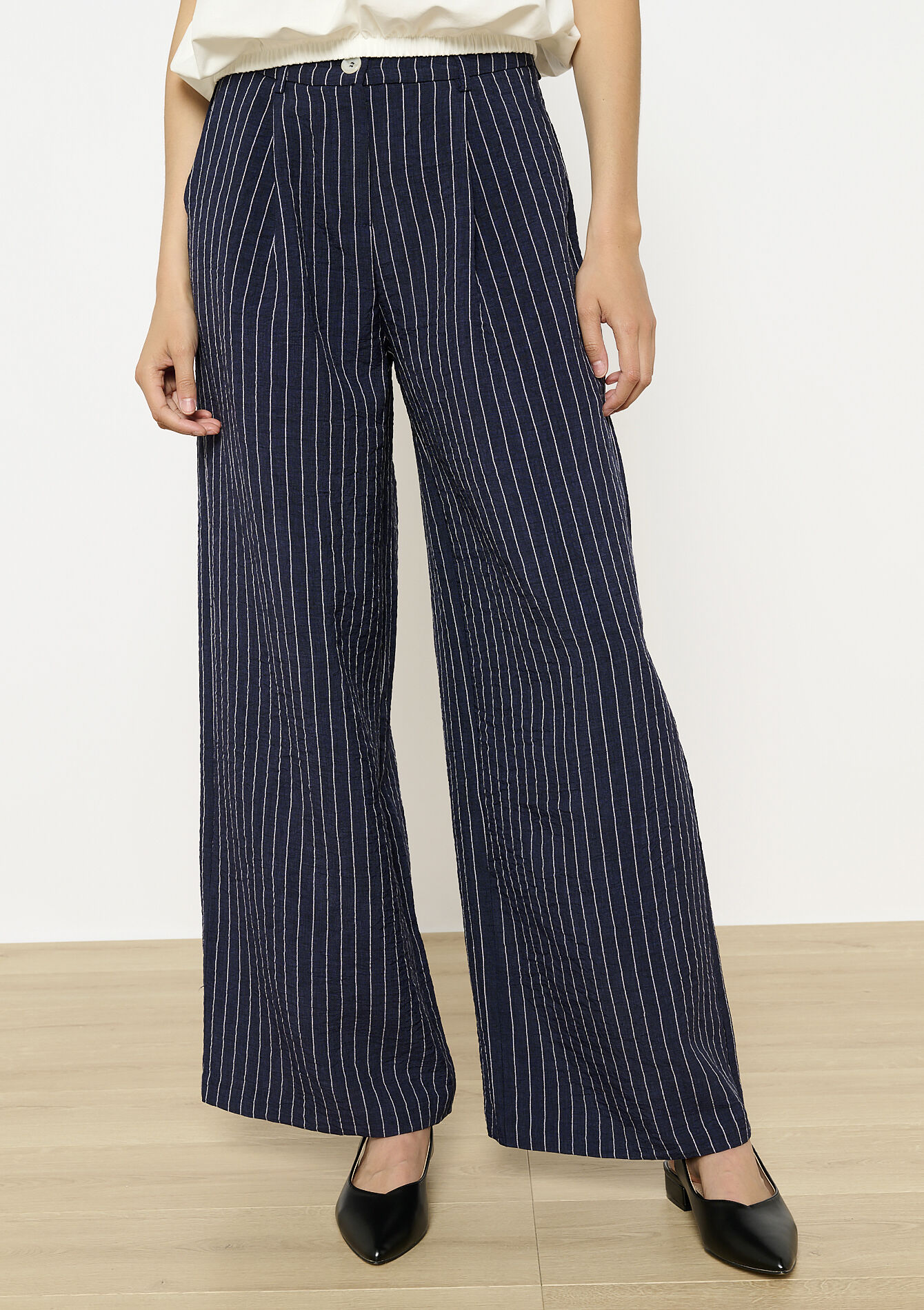 Geklede broek met krijtstrepen