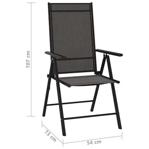 NNEVL Folding Garden Chairs 6 pcs Textilene Black