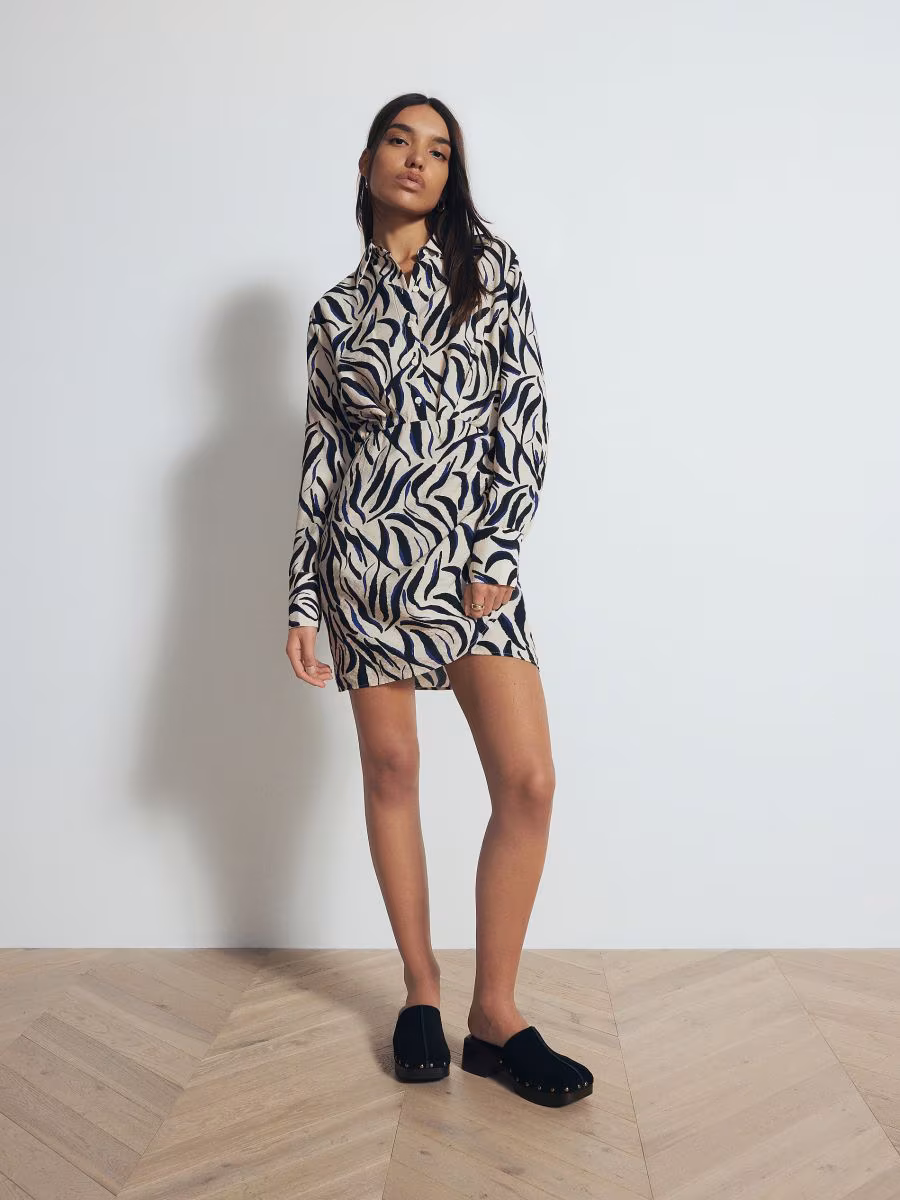 Patterned Viscose Rich Mini Dress