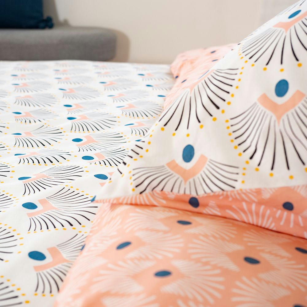 MILLE - Parure housse de couette coton bio rose 240x260 cm