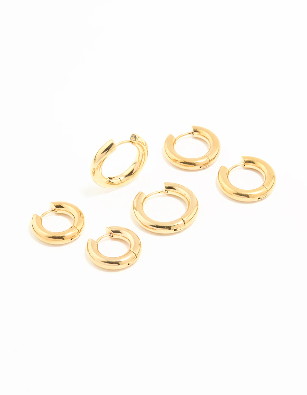 Waterproof Gold Plated Stainless Steel Thick Earrings 3-Pack