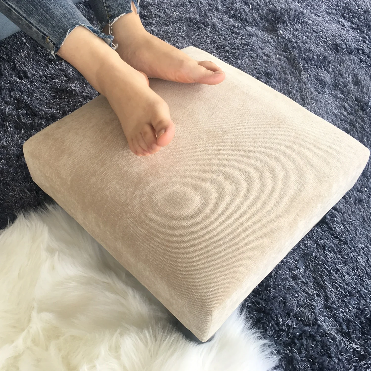 Adeco Ottoman Upholstered Fabric Footrest Pet Steps Dog Stair Stool