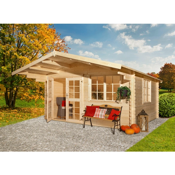 Blockbohlenhaus »England 1«, Holz, BxHxT: 404 x 245 x 276 cm (Außenmaße inkl. Dachüberstand)