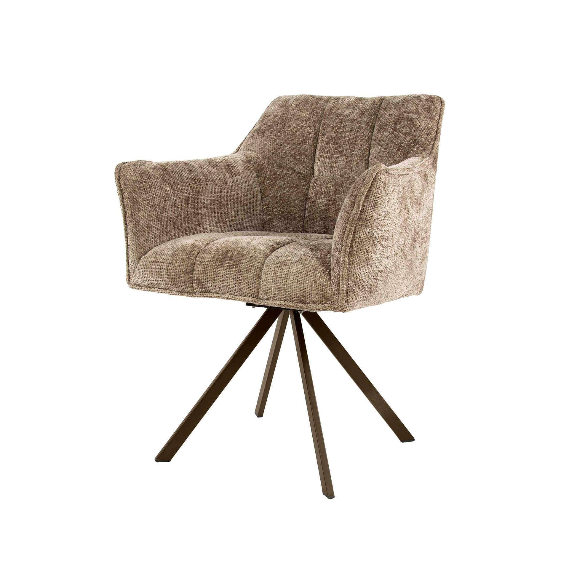 Chaise pivotante beige chaud pied bronze (lot de 2) MELBOURNE