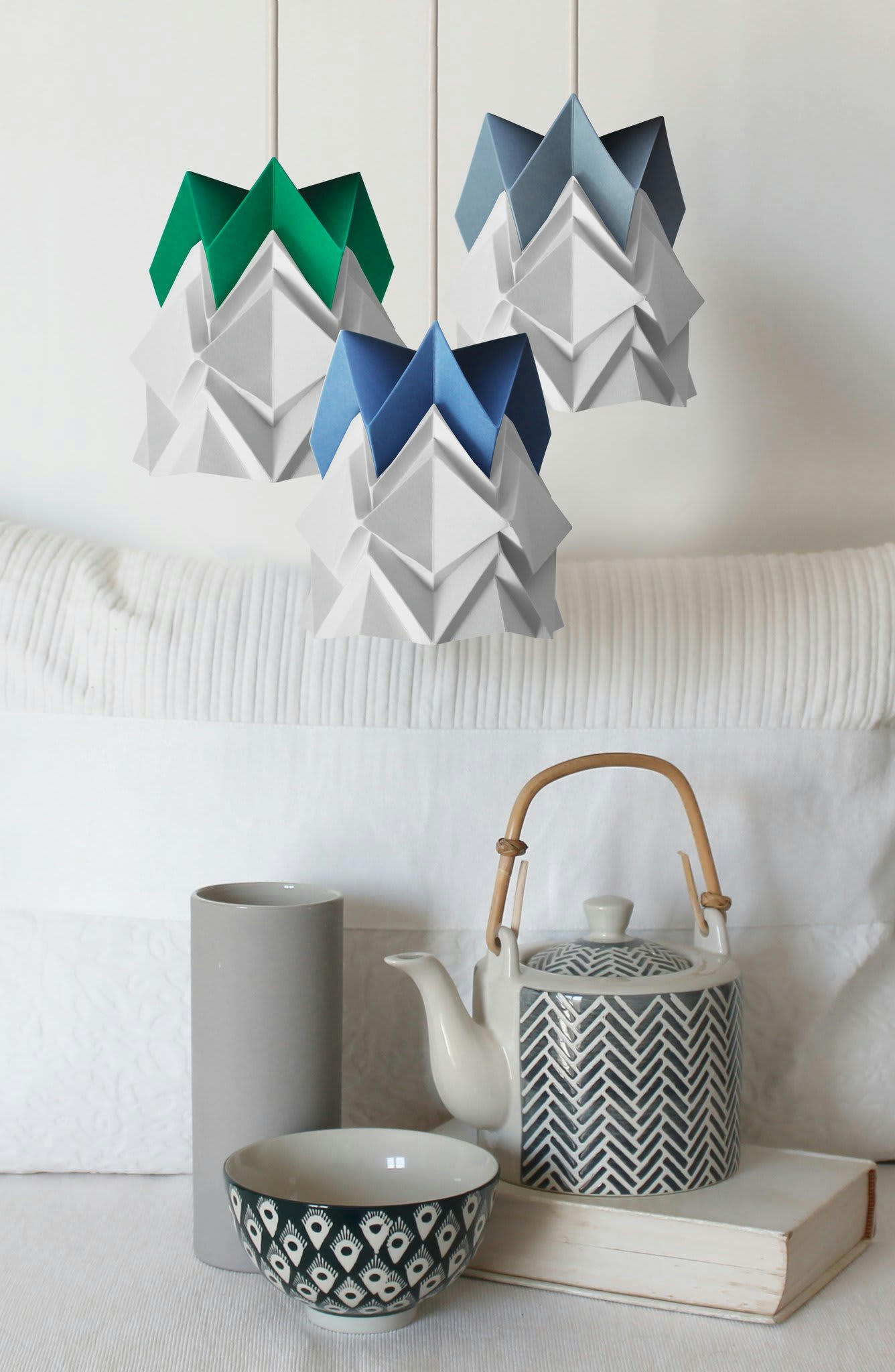 HOUSEKI - Petite suspension origami design bicolore en papier