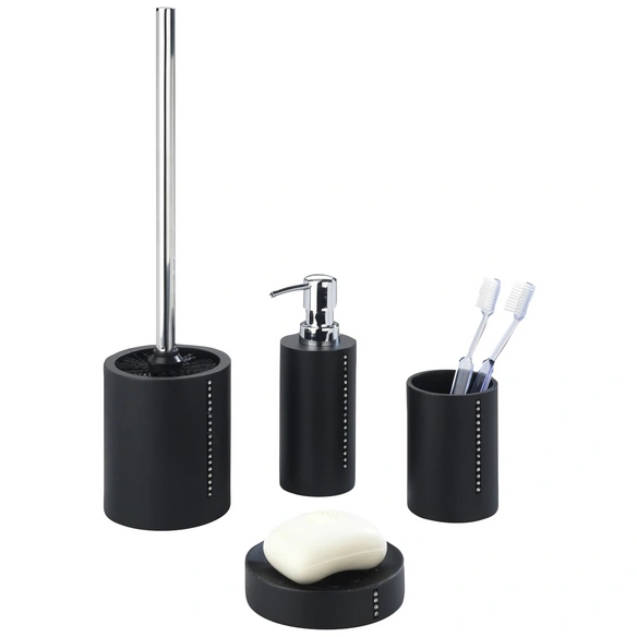 Zahnputzbecher »Diamond«, Polyresin, schwarz/chromfarben