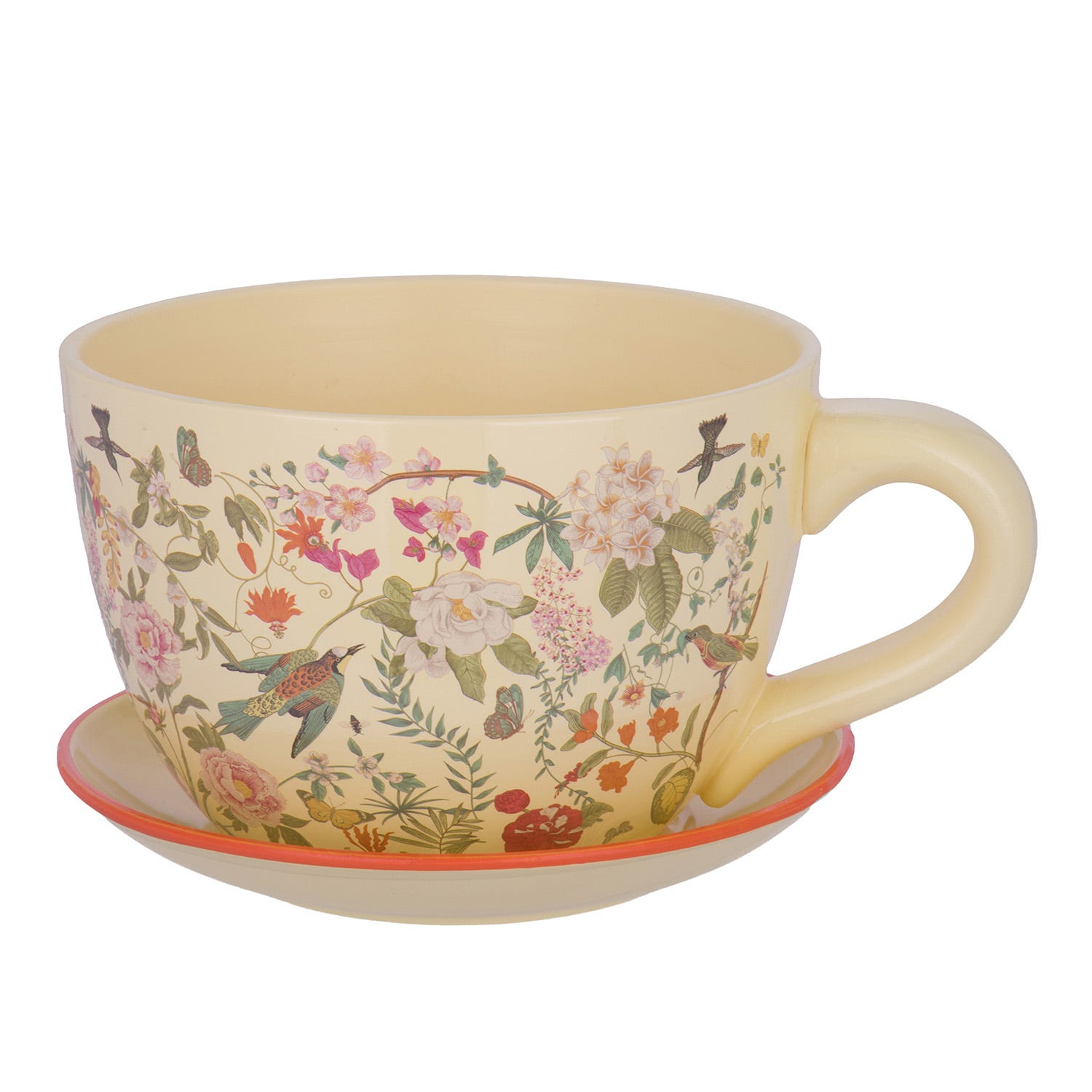 Portavaso giallo tazza in ceramica 29,5x22,5x14,8 cm