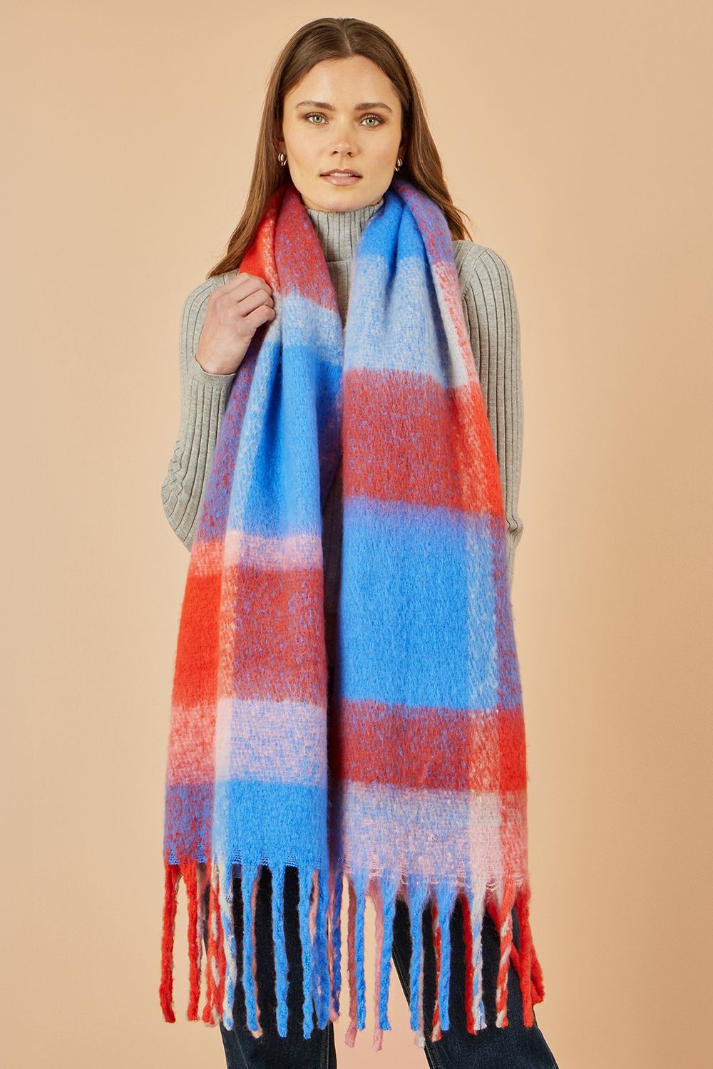 Yumi Multi-coloured Check Soft Scarf