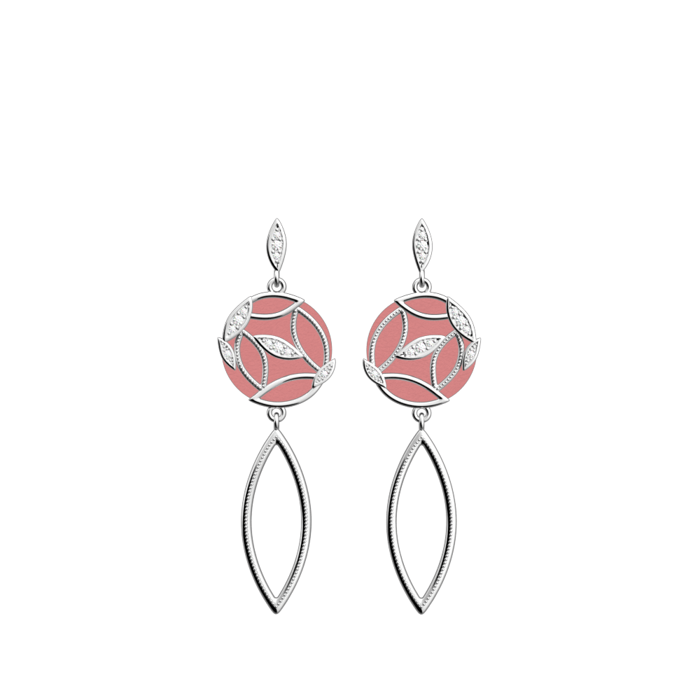 Boucles d'oreilles Arbre de Vie, cuirs réversibles églantine / Pétunia
