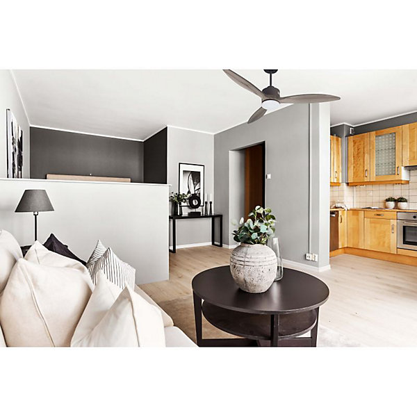 Modulo slim - Super destratificateur et ventilateur DC 132 cm Chocolat pales bois gris avec Lumière 25 à 35 m²