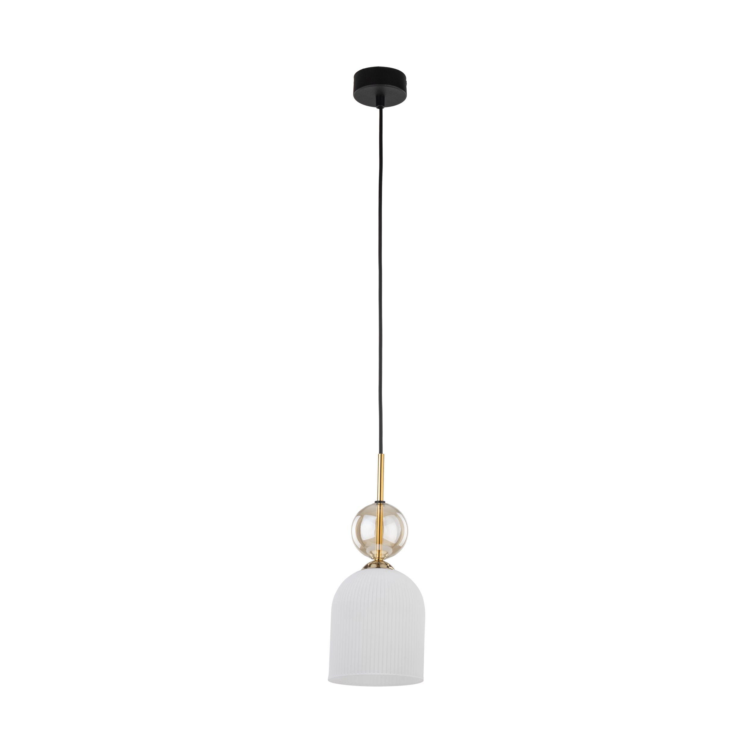Lampa Wisząca Tk Lighting Sophia Koniakowa Kulka Biały Ryflowany Klosz
