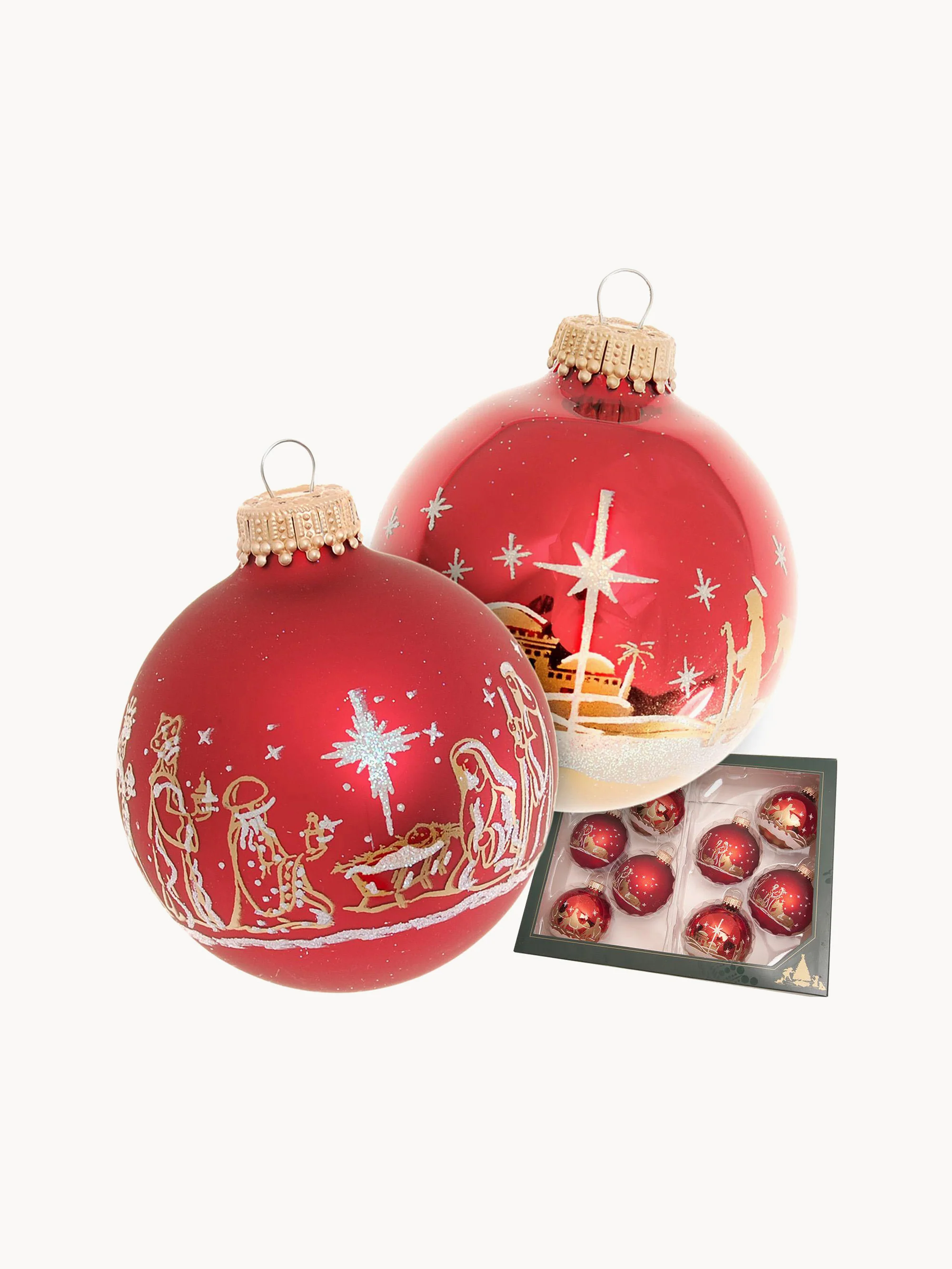Handbemalte Weihnachtskugeln Stern von Bethlehem, 8er-Set