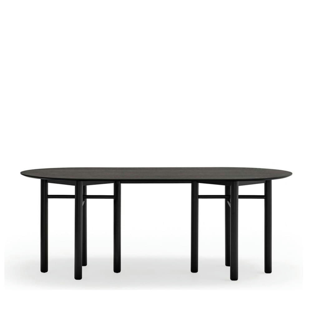 JUNCO - Table à manger ovale en bois 200x100cm noir