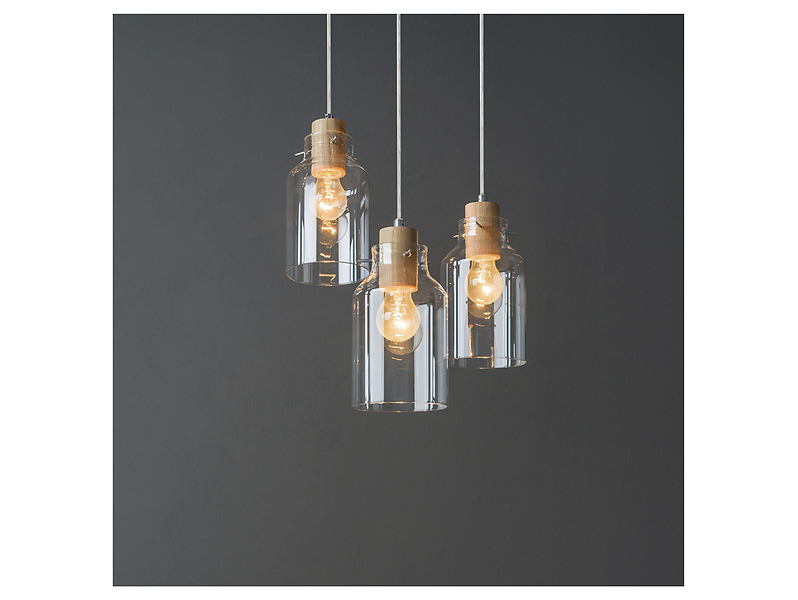 Lampa wisząca Alessandro Wood 3-punktowa drewniana jasno brązowa