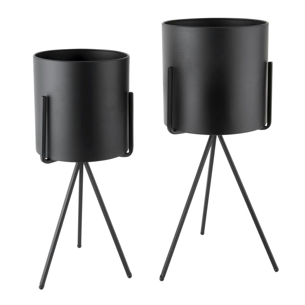 PEDESTRAL - Pot pedestal xl métal noir