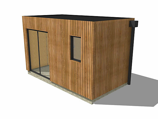Annexe de jardin bois en bois 4,4 x 2,4 x 2,7 m / menuiseries alu k-line