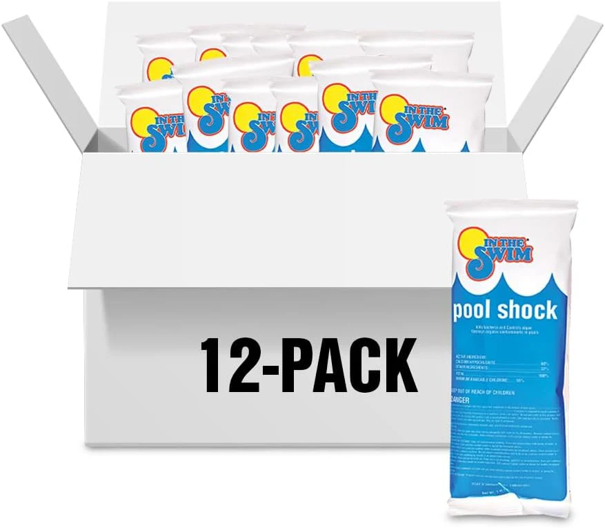 In The Swim Pool Shock 68% Cal-Hypo Granular Sanitizer for Crystal Clear Water Defends Against Bacteria, Algae, and Microorganisms(Shock/12 x 1 Pound)