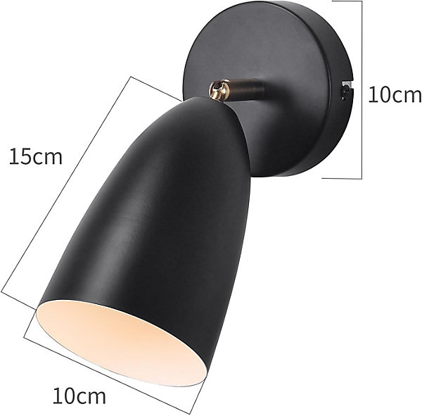 NETTLIFE 2 x Applique murale d'intérieur noire - spot mural vintage chambre applique rétro GU10Sans ampoule