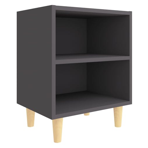 NNEVL Bed Cabinets with Solid Wood Legs 2 pcs Grey 40x30x50 cm