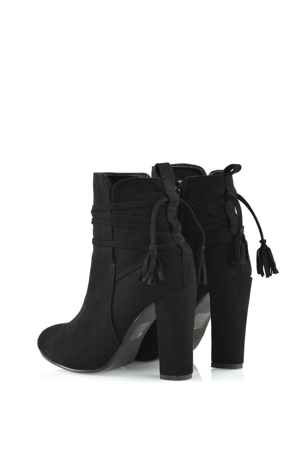 XY London Jamie' Tie up Tassel Detail Block High Heel Ankle Boots