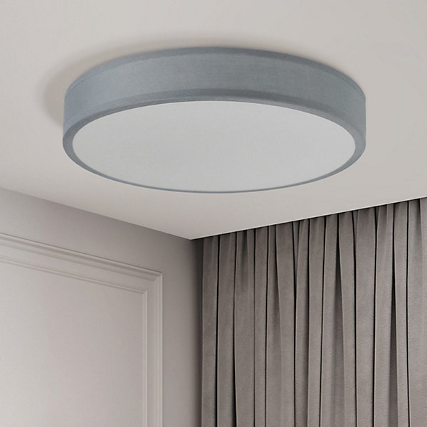 NETTLIFE Plafonnier LED Chambre Abat-jour en Tissu Moderne Rond 3000K 12W