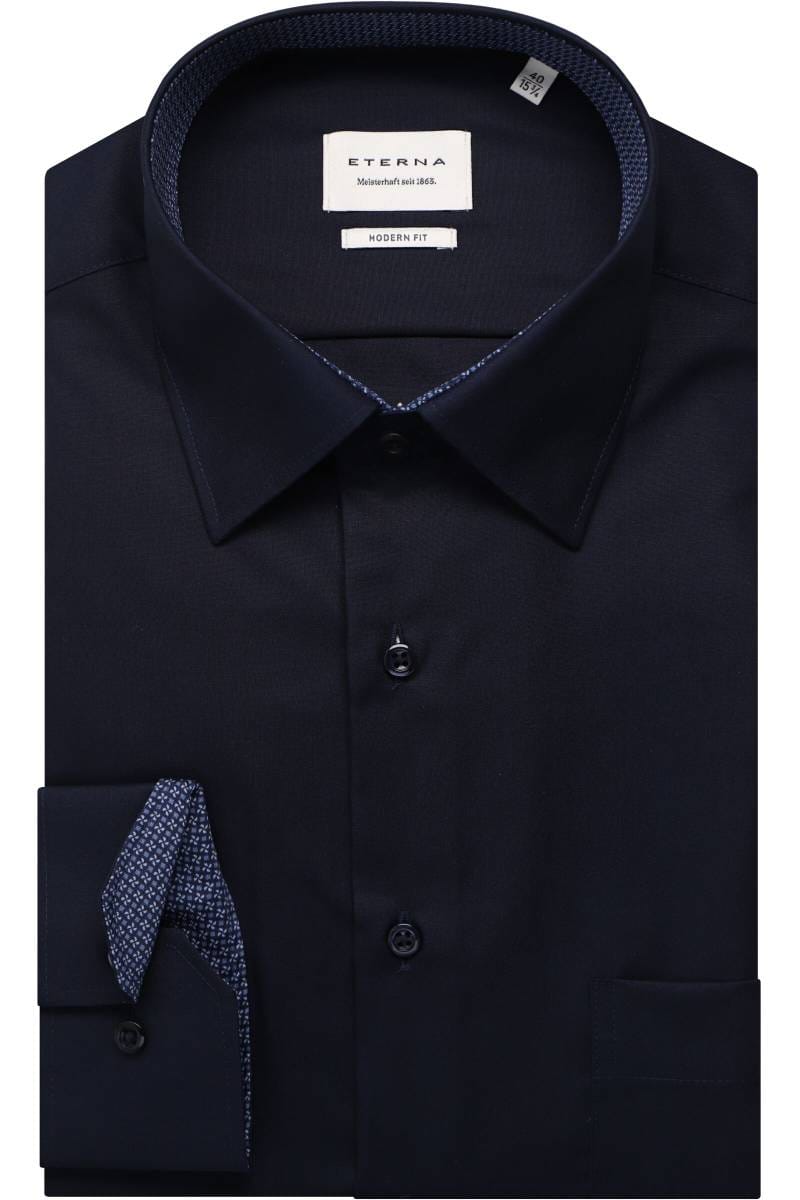 ETERNA Modern Fit Hemd blau, Einfarbig (extra kurzer Arm)