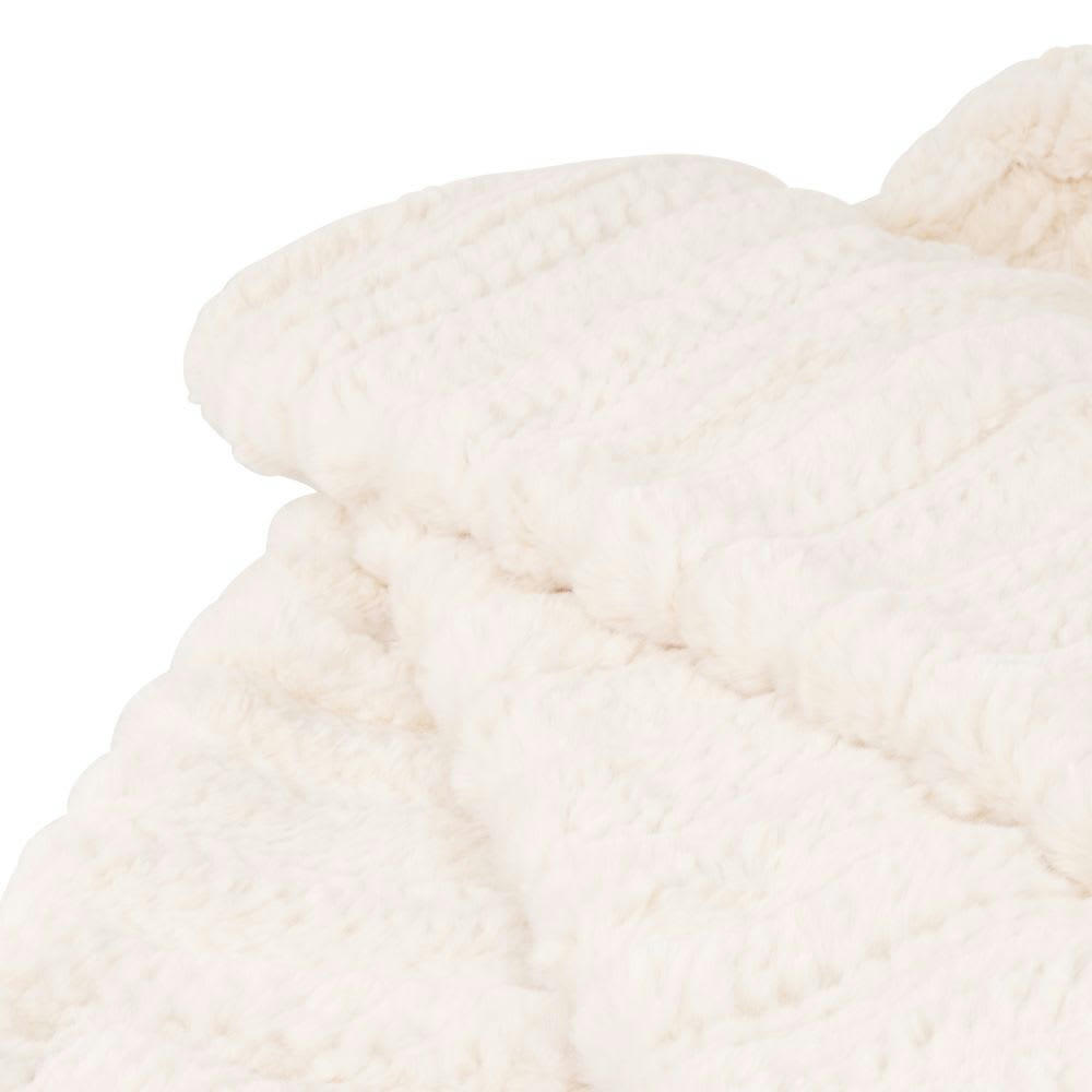 SWAN - Plaid effet fourrure en polyester recyclé beige et écru 150x180