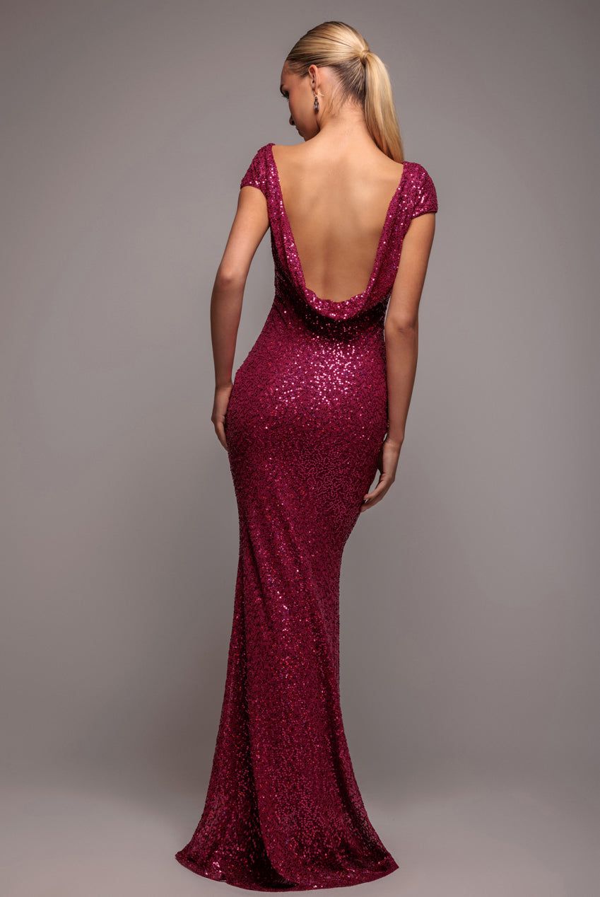 Goddiva Cowl Back Sequin Maxi