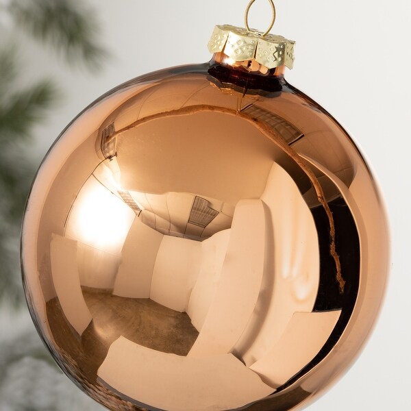 Classic Copper Ball Ornament Copper 4"H Glass - 4"L x 4"W x 4"H