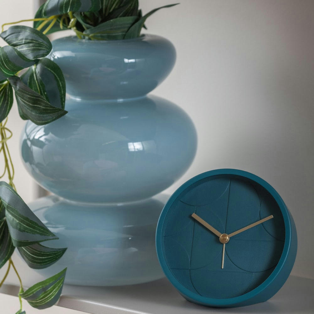 - Réveil métal bleu diam 11cm