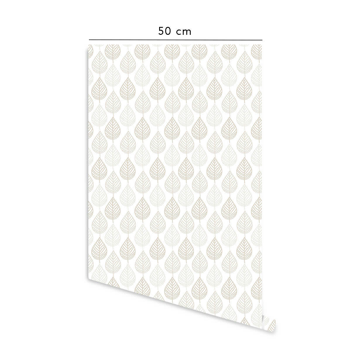 LEAVES - Papier peint vinyle adhésif feuilles écru 50x300 cm
