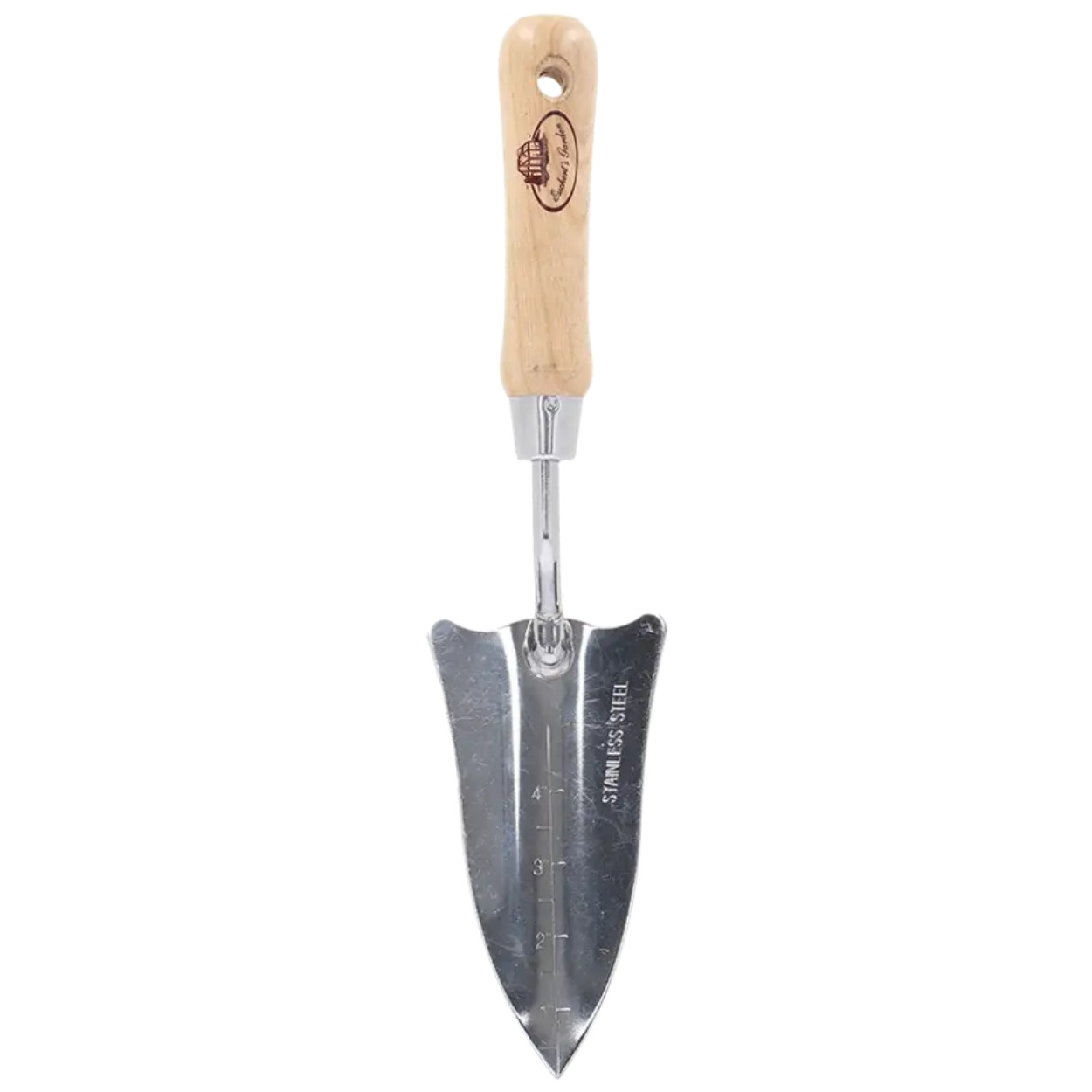 Mała łopatka ogrodowa stal nierdzewna z drewnianą rączką 33,9 cm
