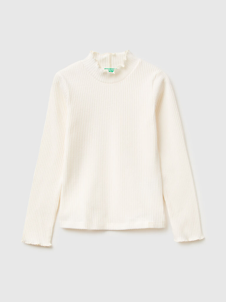 Turtleneck t-shirt in warm cotton blend