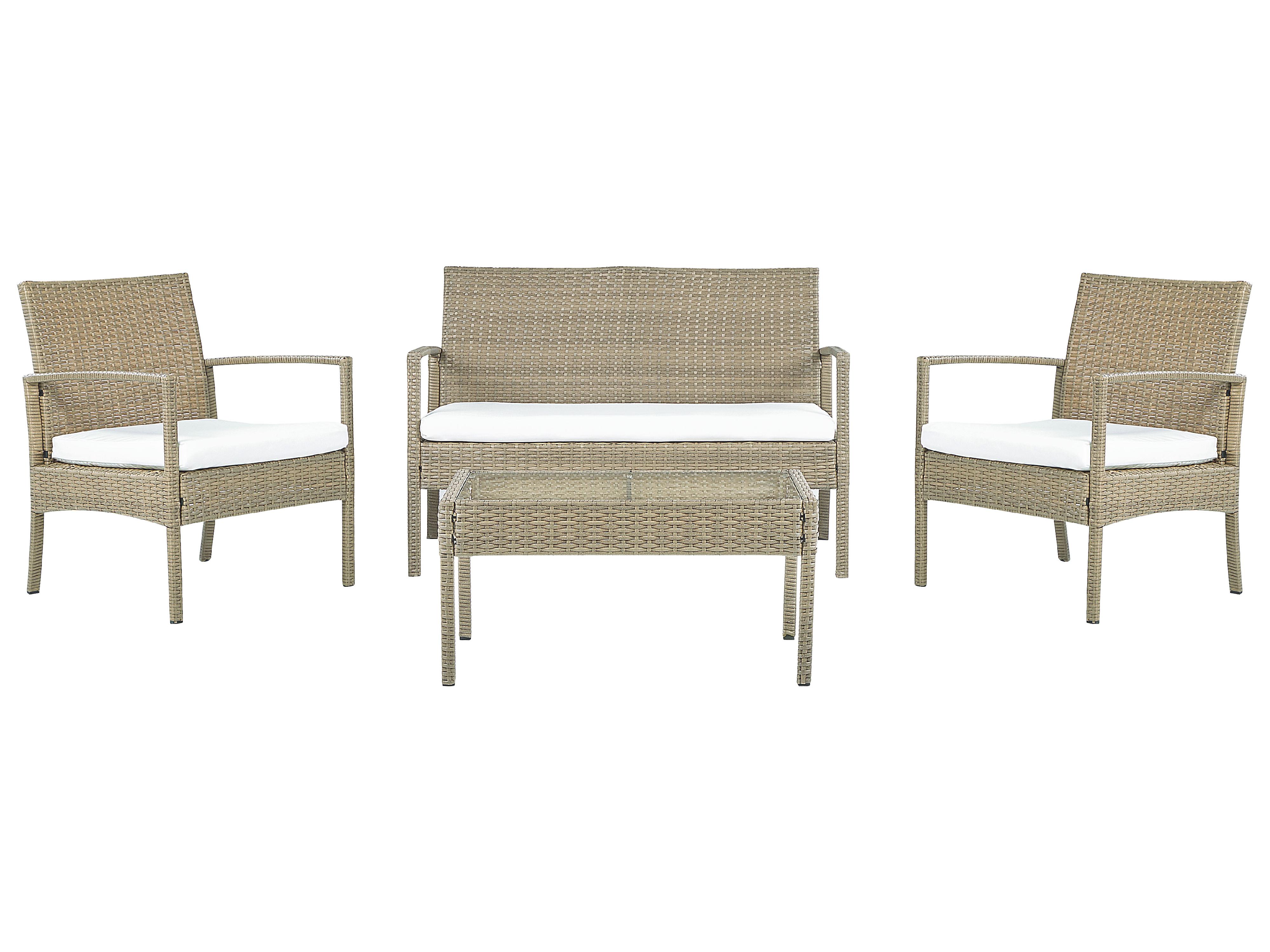 Sofa Set with Table MARSALA PE Rattan Light Brown