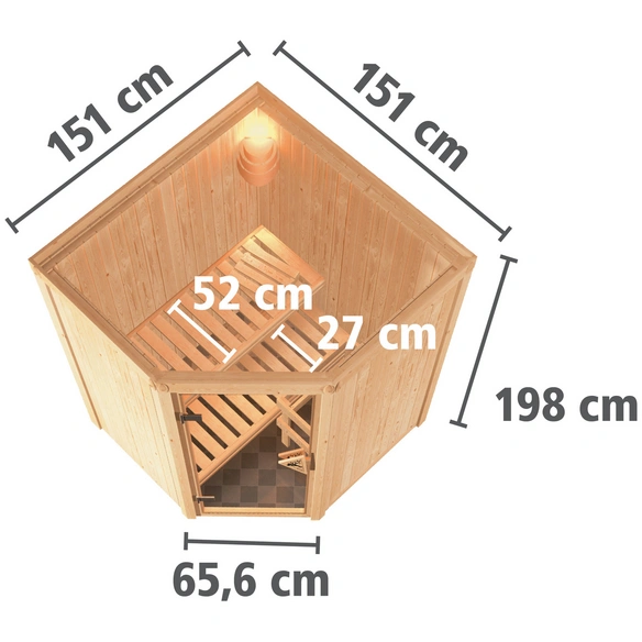Sauna »Tartu«, inkl. 9 kW Saunaofen mit integrierter Steuerung, für 3 Personen