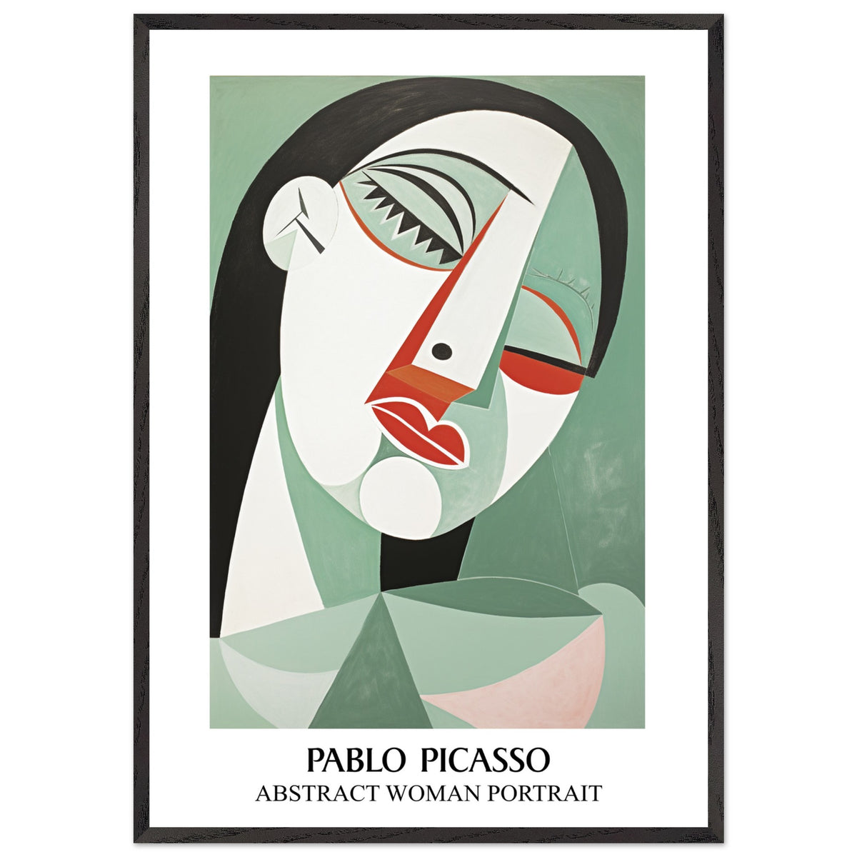 Artfulprints Poster met Lijst Pablo Picasso - Abstract woman portrait  - 70x100 cm - Groen