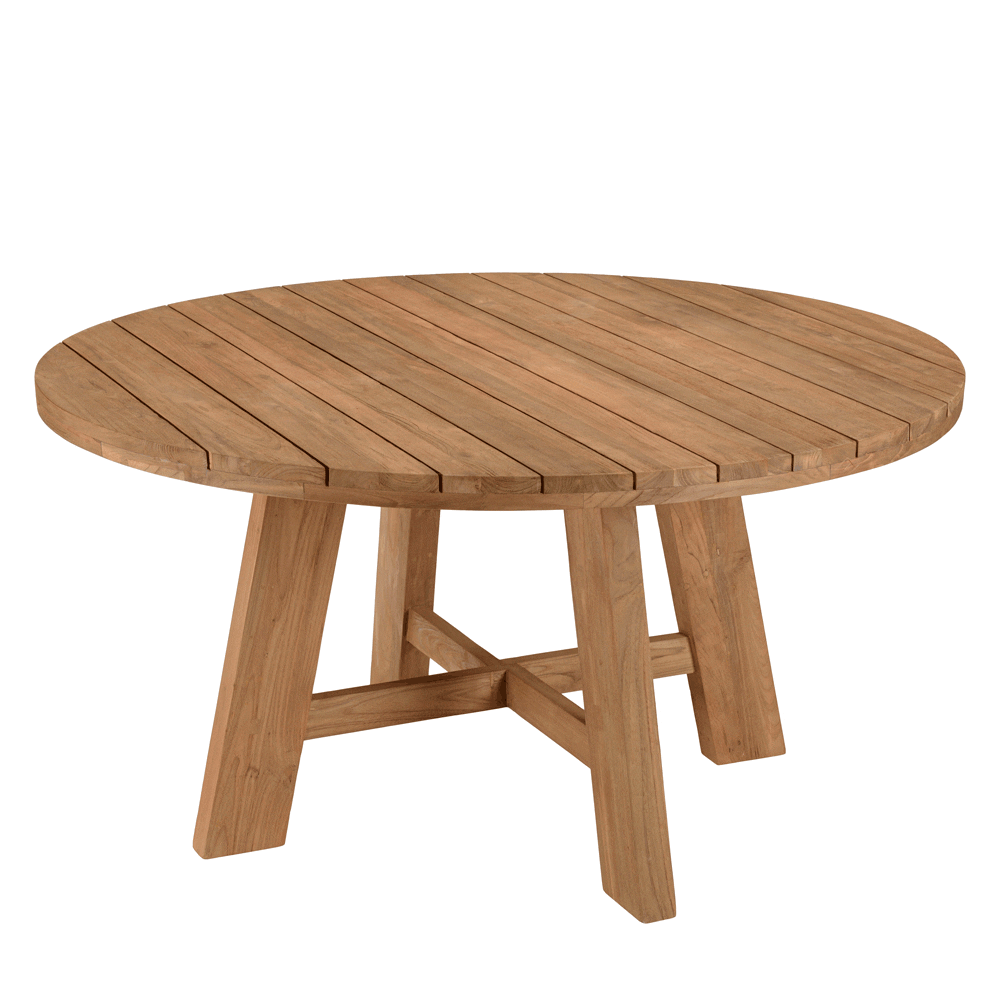 Table de jardin ronde D150 cm teck recyclé naturel MANY