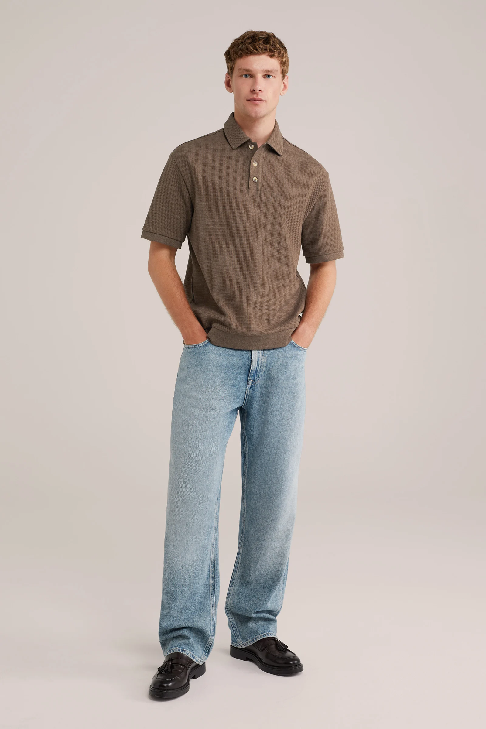 Heren Loose fit polo met structuur